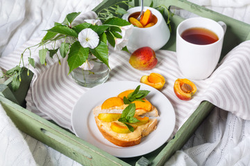Delicious toasts bread with homemade apricot jam