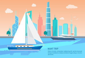 Boat Trip Advertisement Poster Sails Boats Vector