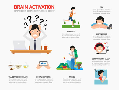Brain activation infographic illustration vector