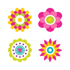 Flowers in Blossom Collection Vector Illustration