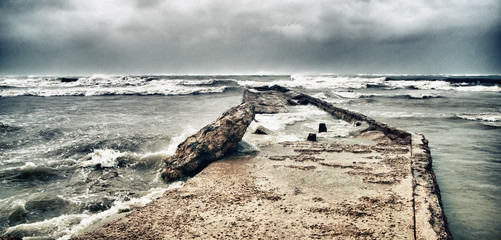 Panoramic view of guanabo beach after irma hurricane