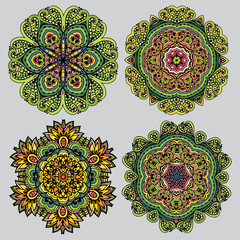 Set of vector doodles mandalas for coloring. Vector Image Doodle, drawing for coloring the mandala.