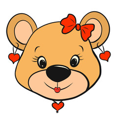 Cute little bear girl with earrings and heart shaped pendant