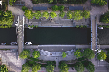 Aerial view of the Ruoholahti canal, Helsinki, Finland