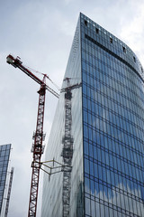 Crane and building