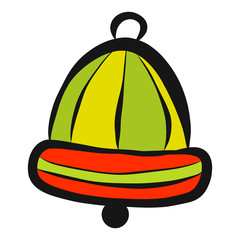 Colorful striped festive bell, musical toy, holiday