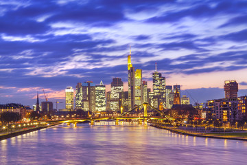 Fototapeta na wymiar beautiful cityscape of Frankfurt am Main city in Germany. night scene