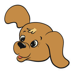A small funny joyful puppy with long ears, a head