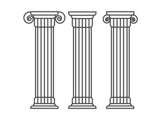 Fototapeta na wymiar Greek and roman pillar. Outline vector pillar illustration. Architecture greek column icon