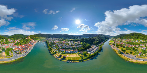 360° Luftbild VR Panorama Hirschhorn am Neckar - obrazy, fototapety, plakaty