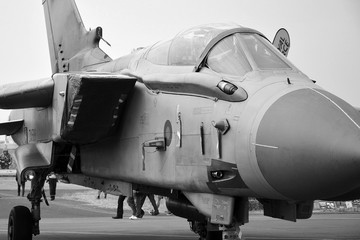 military fighter jet on RAF station