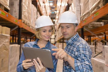 two managers during work in a warehouse