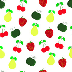 fruit seamless pattern wirth cherry, apple, strawberry, pear. Good for textile, wrapping, wallpapers, etc.