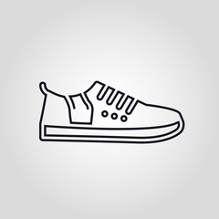 Fashioned sport style shoes isolated flat liner icon