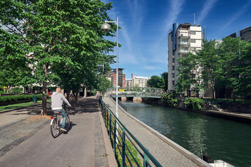 Cyclist on the embankment