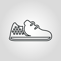 Fashioned sport style shoes isolated flat liner icon
