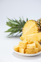 Fototapeta na wymiar sliced pineapple isolated on white background