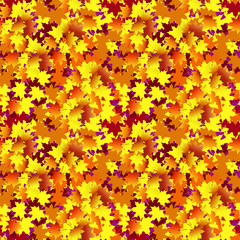 Autumn red and yellow maple leaves, seamless vector pattern.