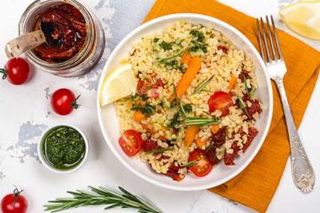 Savory autumn or winter bulgur salad