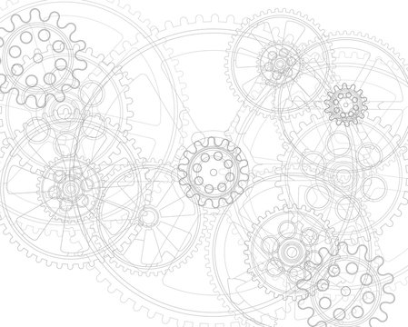 clock gears black and white