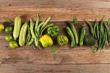 vegetables background over wooden table