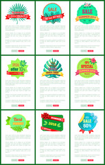 Seasonal Discount Sale Labels Tropical Vector Web
