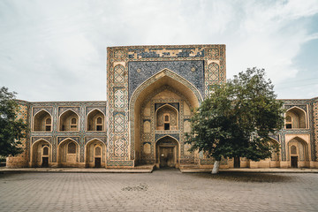 Fototapeta na wymiar Abandoned Madrasa with tree in Bukhara Uzbekistan