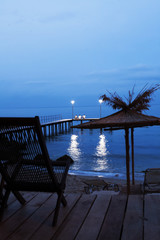 sea beach with pontoon