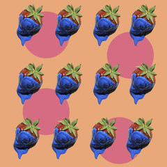strawberries textured, pop and contemporary graphic still life