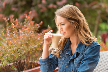 Beautiful woman drinking coffee