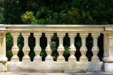Old balustrade with garden