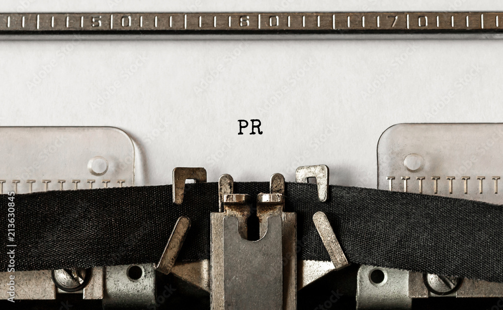 Poster text pr typed on retro typewriter
