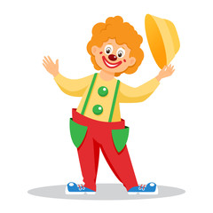 Funny cartoon clown with hat.Isolated on white background.Line art design.Vector illustration