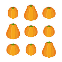 Vector orange pumpkin, Halloween symbol. Garden autumn product - gourd. Made in cartoon flat style