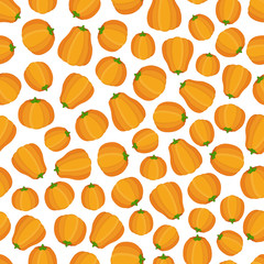 Vector seamless pattern with Halloween cartoon pumpkins