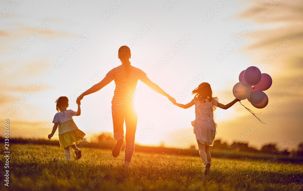 Wall mural family playing outdoor