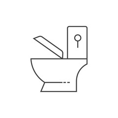 Toilet icon in thin outline. Bathroom closet clean sanitaion. Vector illustration.