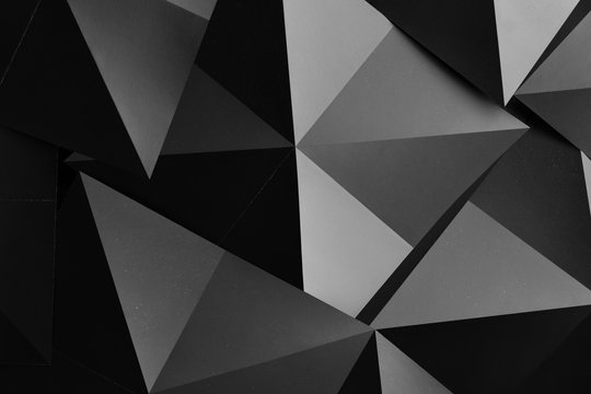 Black geometric shapes, abstract background © Allusioni