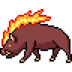 vector pixel art fire boar