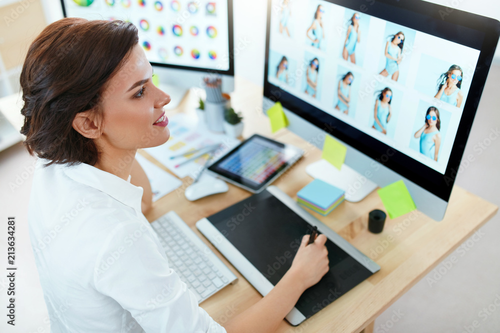 Poster Web Designer Working On Computer