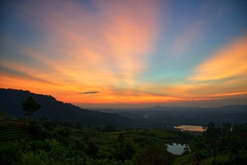 Fototapeta premium Light on the mountain after sunset : Khao Kho, Phetchabun, Thailand