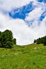 panorama on the path to Rodella lake, Velturno, 2196 meters south tyrol italy