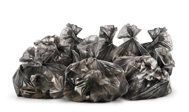 Pile of garbage bags isolated on white background