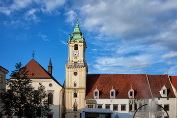 Fototapeta na wymiar Old Town Hall and Jesuit Church in Bratislava
