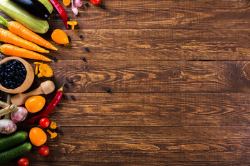 Vegetables on the table. Frame. Background.