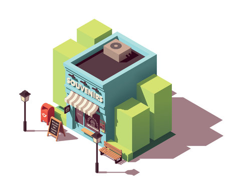 Vector isometric souvenir gift shop