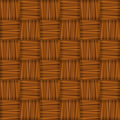 Red and brown straw wicker striped geometric seamless pattern, vector