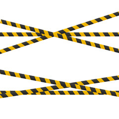 Caution lines isolated. Realistic warning tapes. Danger signs. Vector illustration isolated on checkered background