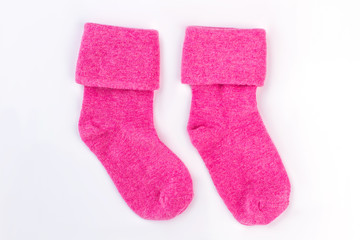 Pair of pink warm winter socks.