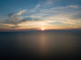 Fototapeta na wymiar drone image. aerial view of sunrise over the islands in Baltic sea, Hiiumaa, Estonia